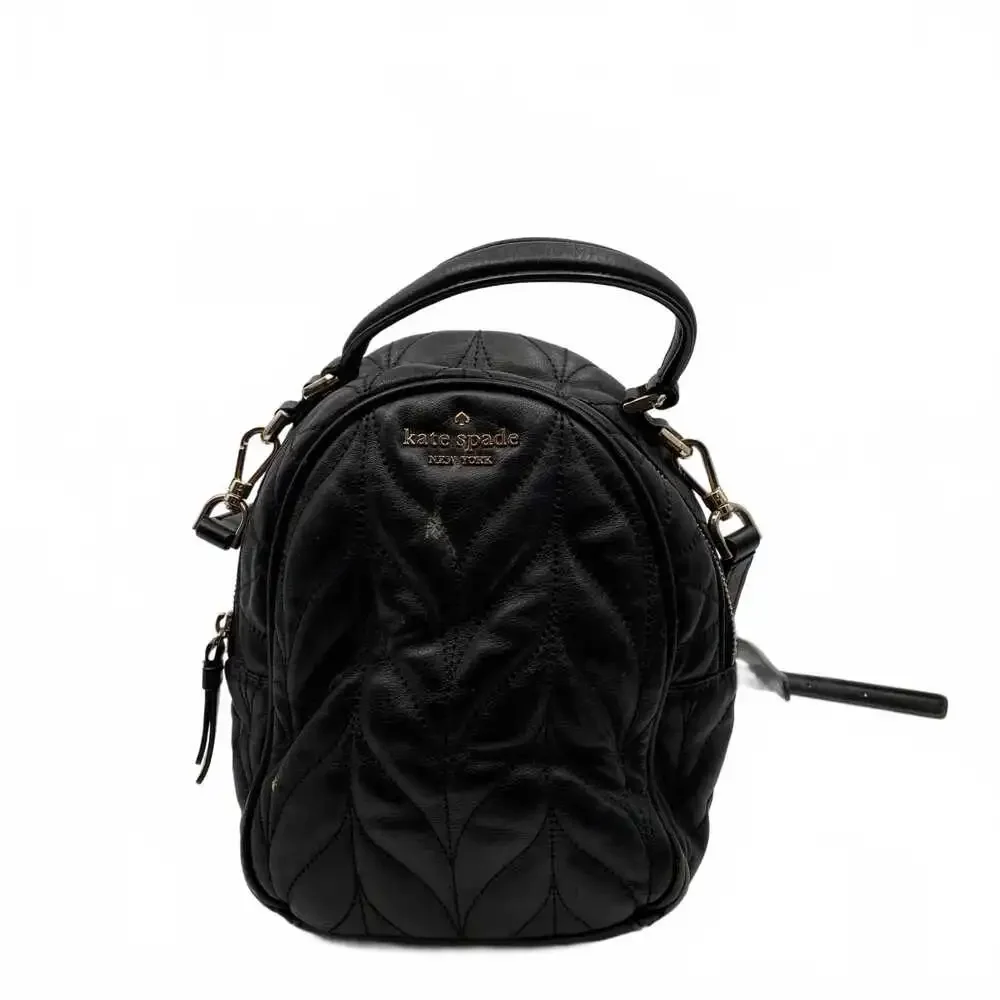 Kate Spade Black Faux Leather Backpack | Classic Quilted Detail OS